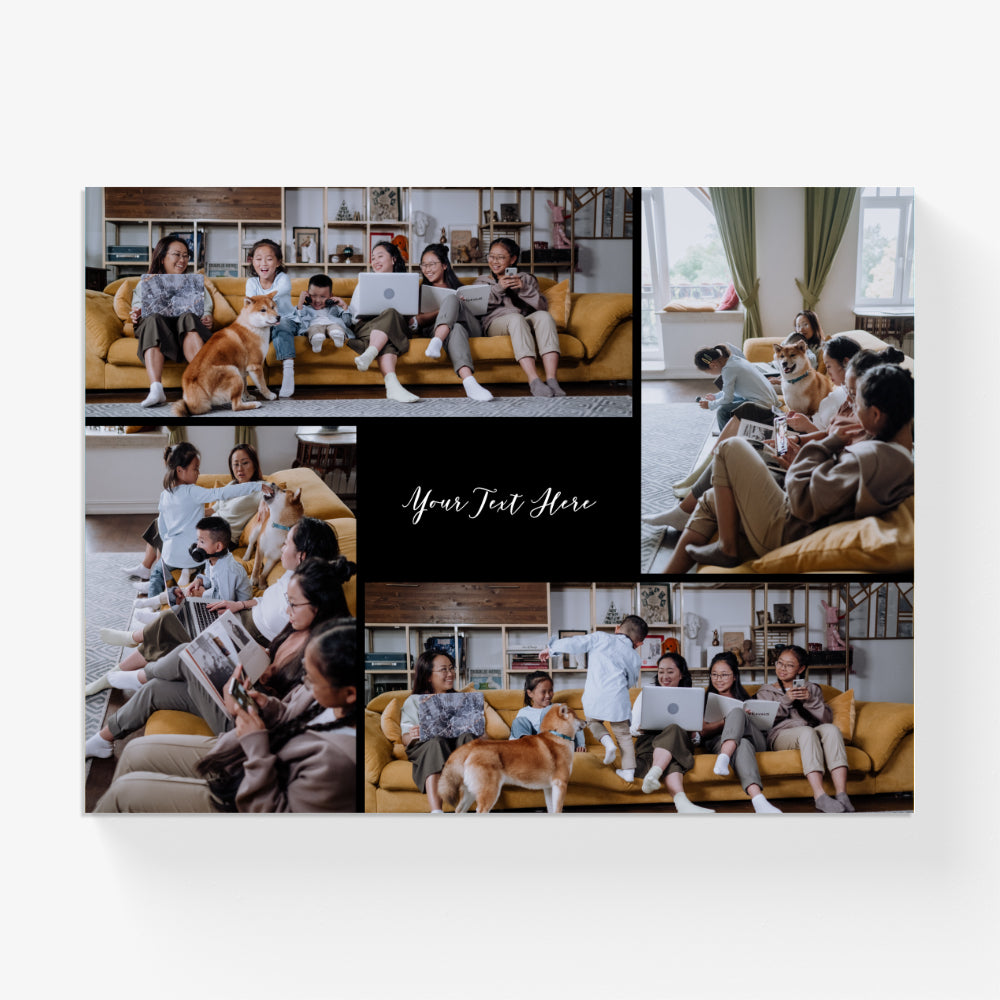 Four Photo Collage with Text Personalized Canvas