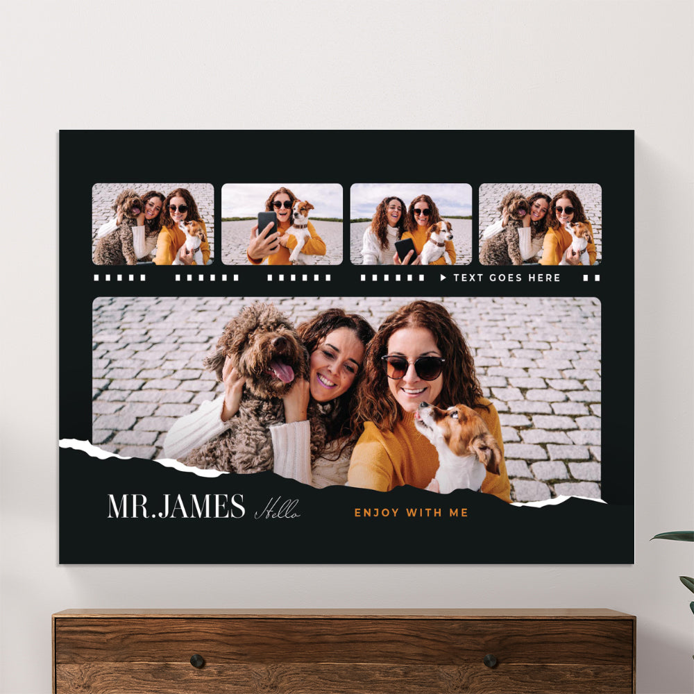 Five Photo Film Reel Collage Personalized Canvas