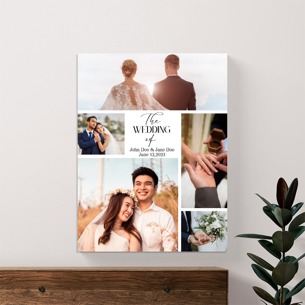 Five Photo Collage with Text Personalized Canvas