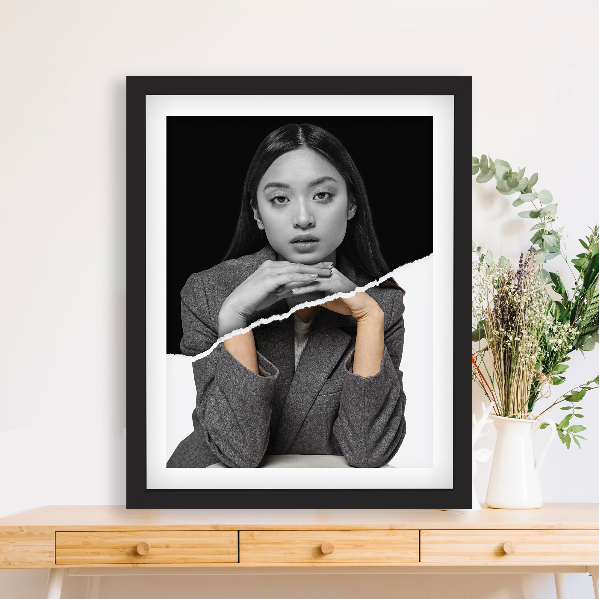 Black and White Rip Effect Personalized Poster