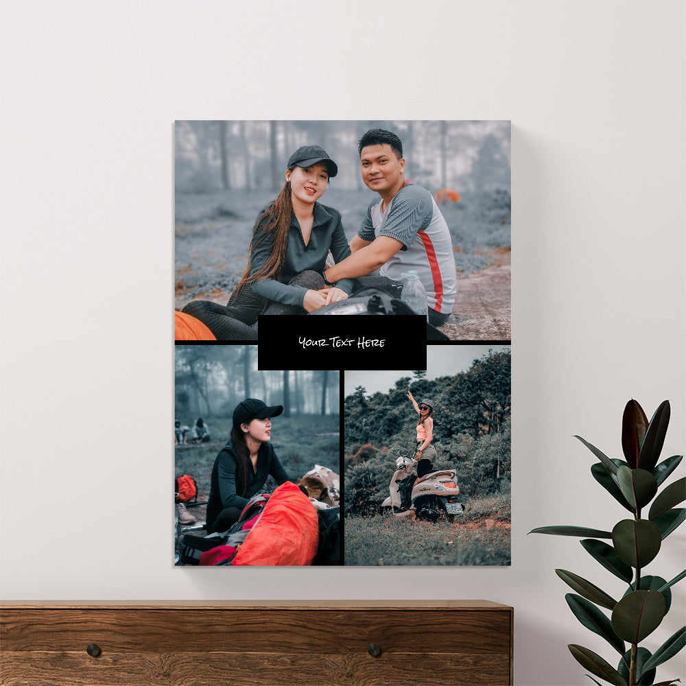 Three Photo Gallery With Text Personalized Canvas