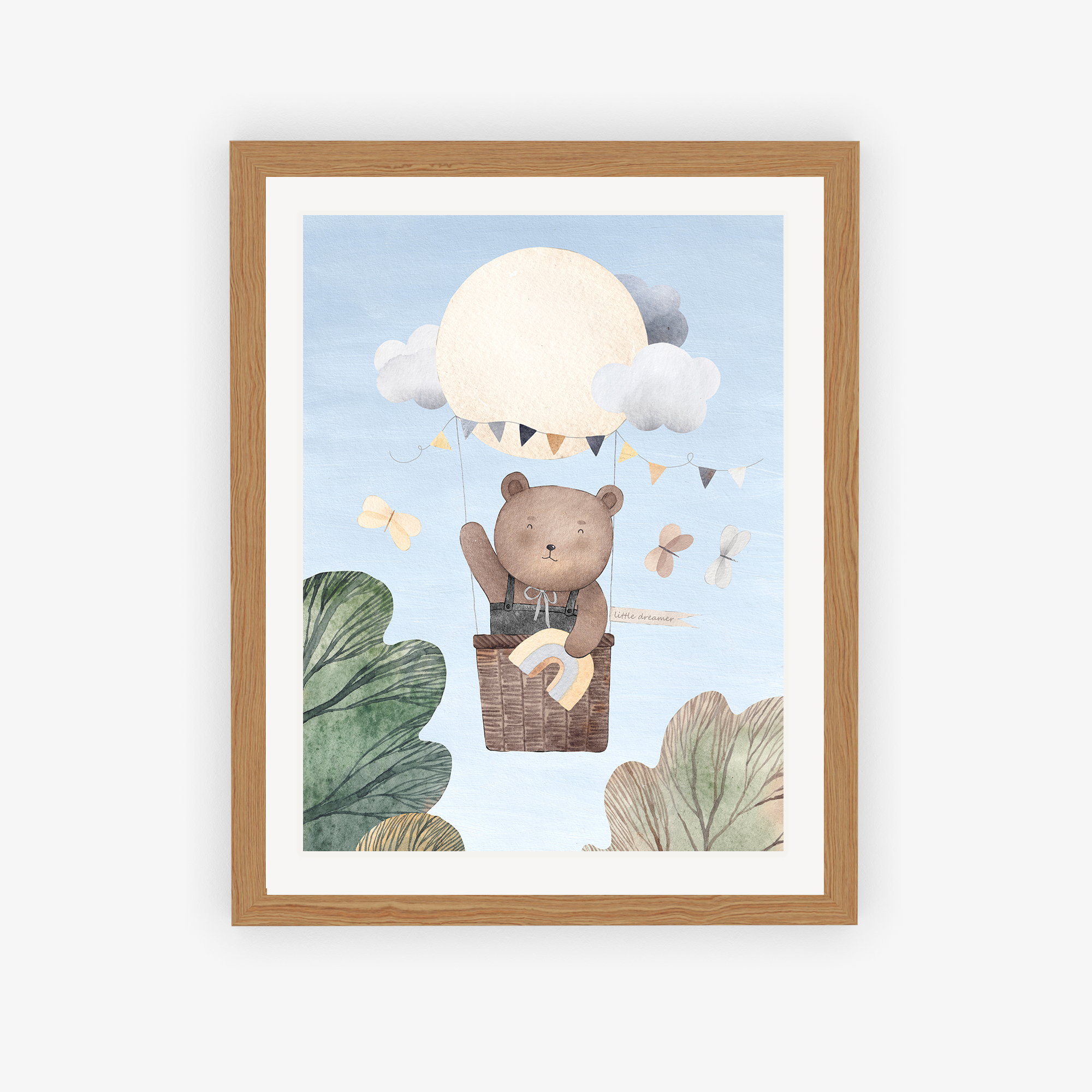 Bear in the Balloon Basket Poster