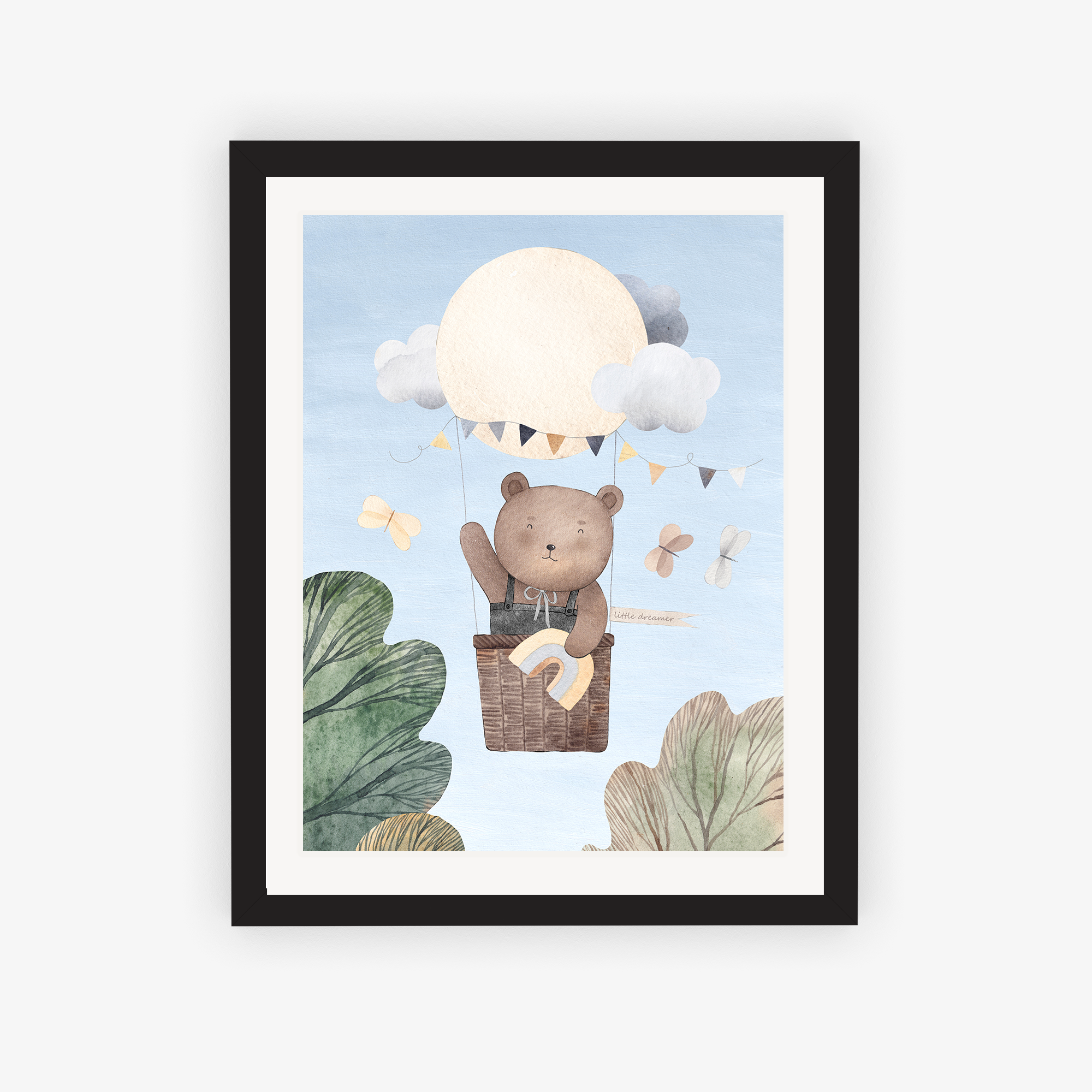 Bear in the Balloon Basket Poster